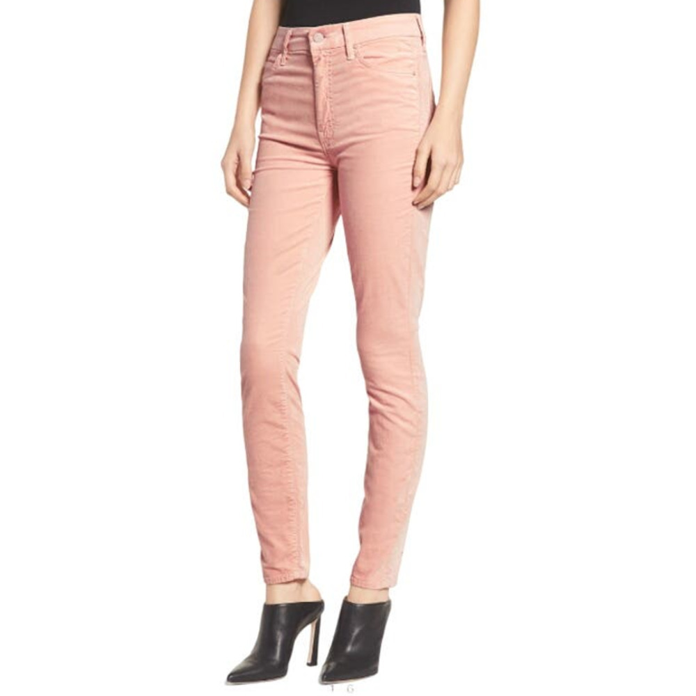 Mother The Looker High Waist Velveteen Skinny Pants Petal Pink Women 30